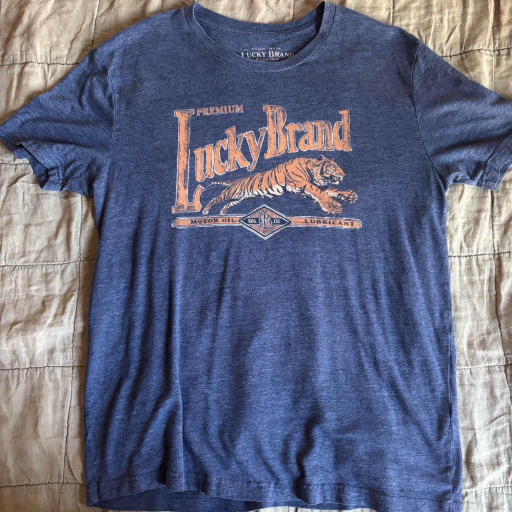 Lucky Brand Navy Tee With Tiger Graphic